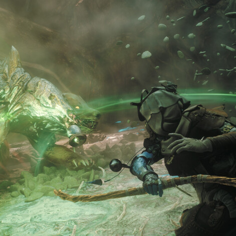 Captura oficial de Soulframe con el protagonista en el mundo de Midrath